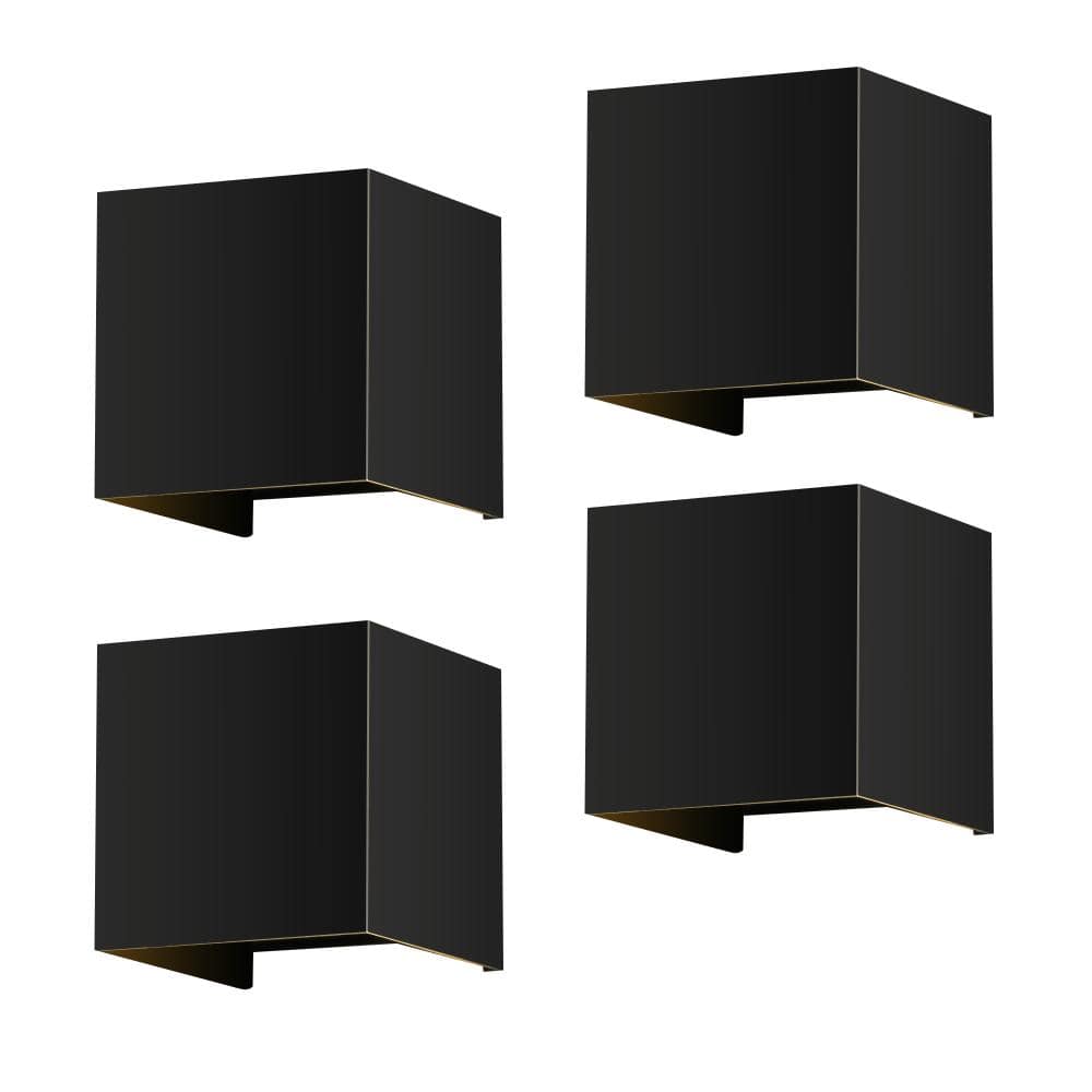 4.7 in. Matte Black Aluminum Cube LED Outdoor Wall Sconce with Adjustable Light Beam, 20W 3000K Up & Down Light (4-Pack) price history on PriceWatchPro