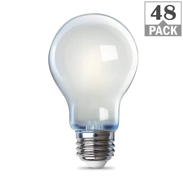 Feit Electric 60-Watt Equivalent A19 Dimmable Filament CEC 90 CRI White Glass E26 Medium Base LED Light Bulb, Daylight 5000K (48-Pack)