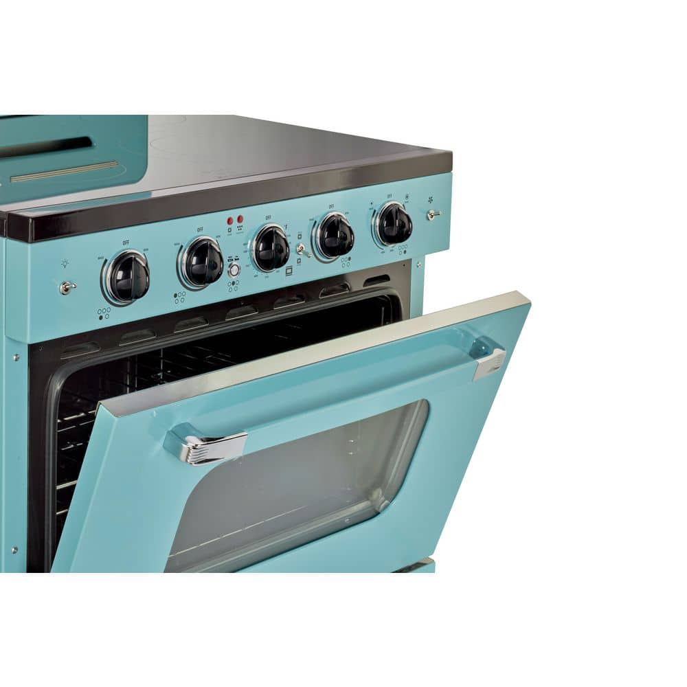 Ocean Mist Turquoise 30" Retro Freestanding Electric Range with Convection Oven