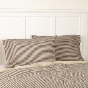 Sawyer Mill Charcoal Farmhouse Ticking Stripe Cotton Standard Pillowcase (Set of 2)