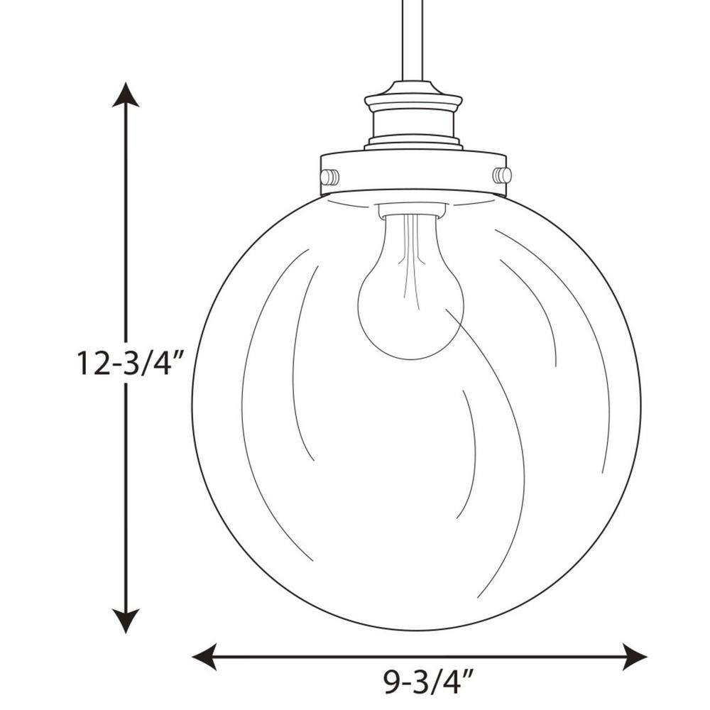 Polished Nickel & Clear Glass 12.75" Farmhouse Globe Pendant Light