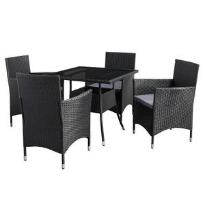 Parksville 5-Piece Rust Proof Resin Wicker Square Outdoor Dining Set with Ash Grey Cushions