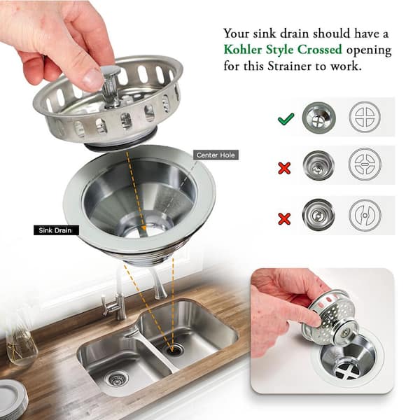 Kitchen Sink (3-1/2 Inch) Stainless Steel Drain With Strainer
