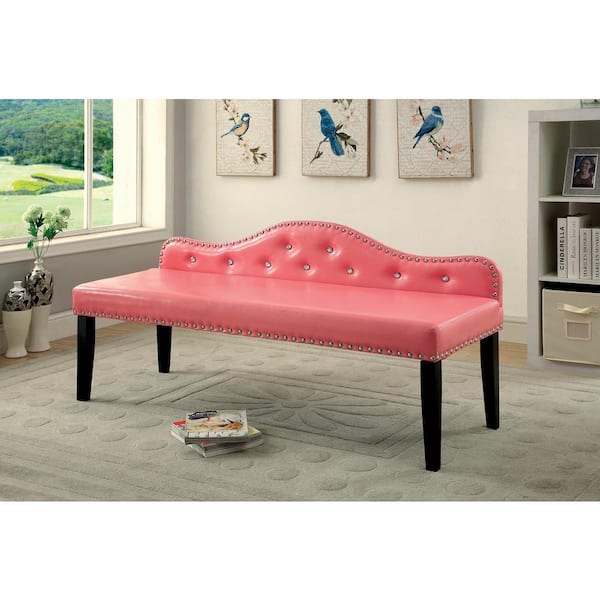 Sherrill Pink Bench with Tufted Back (27.5 in. H X 64 in. W X 21 in. D)