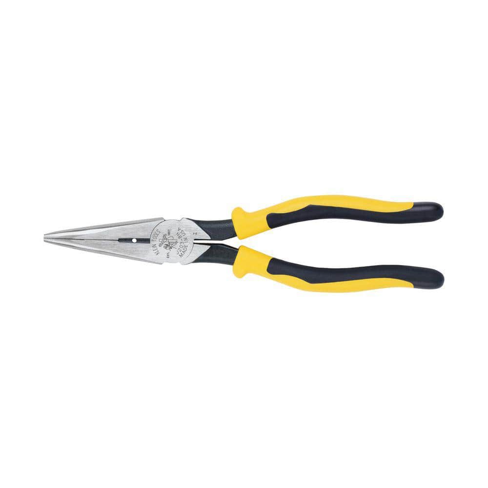 Klein Tools 8 in. Journeyman Heavy Duty Long Nose Side Cutting Pliers with Skinning Hole -  J203-8NSEN