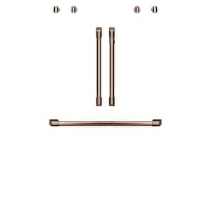 French Door Double Convection Wall Oven Handle and Knob Kit in Brushed Copper