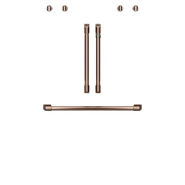 Cafe French Door Double Convection Wall Oven Handle and Knob Kit in Brushed Copper