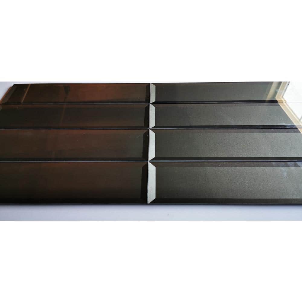 Bronze Beveled Glossy Glass 3x12 Subway Tile