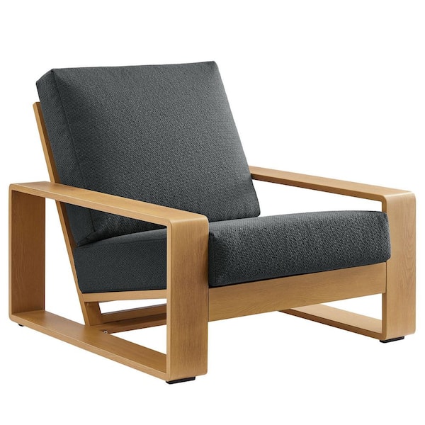 Lirienne Aluminum Faux Wood Outdoor Armchair in Charcoal Natural