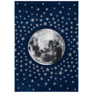 Carousel Kids Navy/Gray 5 ft. x 8 ft. Star Galaxy Area Rug