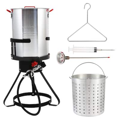 Barton 64 Qt. X-Large Outdoor Aluminum Turkey Deep Fryer Pot and Burner Kit  99906-H - The Home Depot