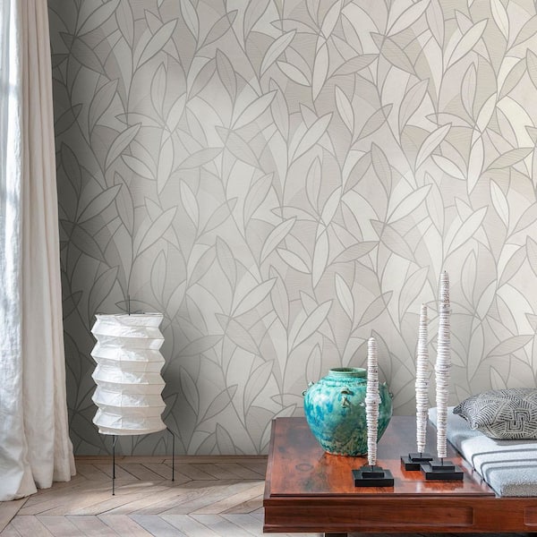 Carved Leaf White Wallpaper Sample