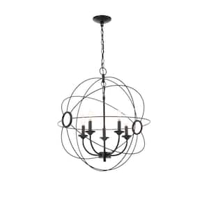 24 in. W 5-Light Espresso Bronze Finish Hanging Chandelier