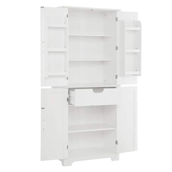 28.15 in. W x 15 in. D x 67.4 in. H Bathroom White Linen Cabinet