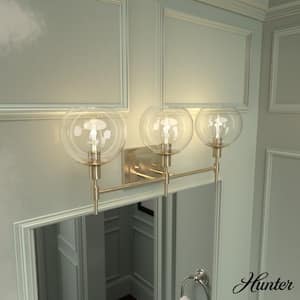 Xidane 24 in. 3-Light Alturas Gold Vanity Light with Clear Glass Shades