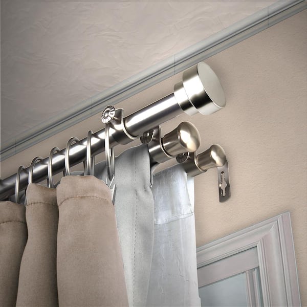 13/16" Dia Adjustable 66" to 120" Triple Curtain Rod in Satin Nickel with Pedro Finials