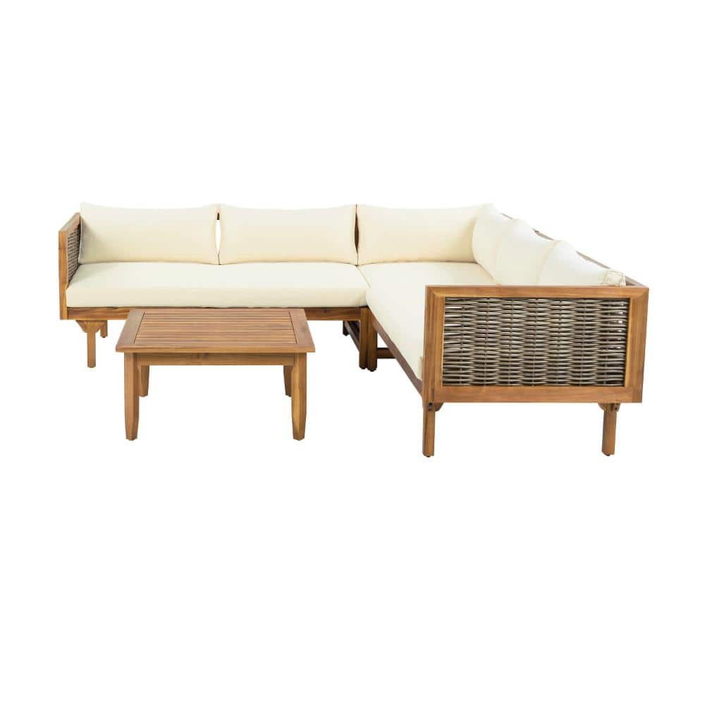 4-Piece Acacia Wood Outdoor Sectional Set price history on PriceWatchPro