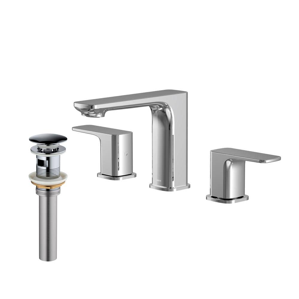 Venda Chrome Widespread 2-Handle Bathroom Faucet with Drain Assembly