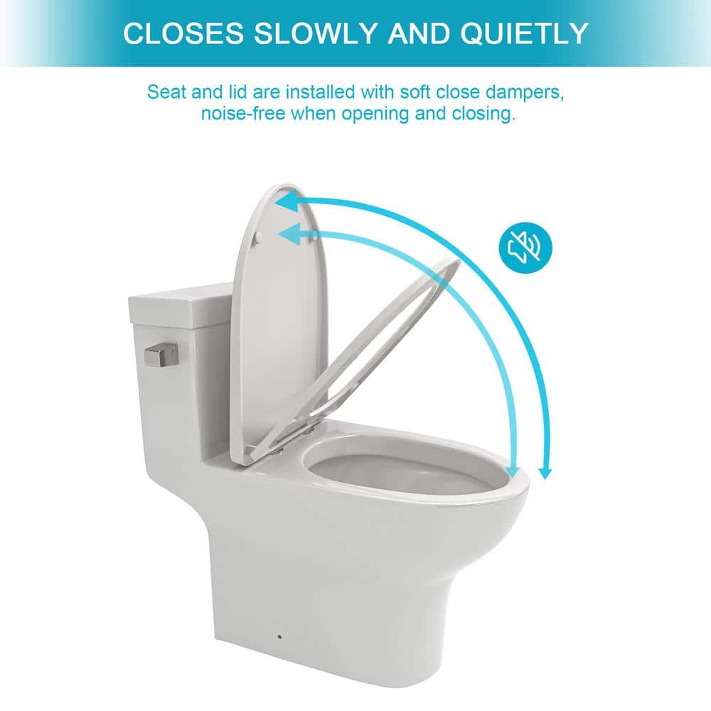 White Ceramic Elongated One-Piece High Efficiency Toilet