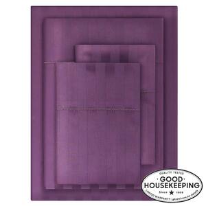 500 Thread Count Egyptian Cotton Sateen Orchid Purple Damask 4-Piece California King Sheet Set