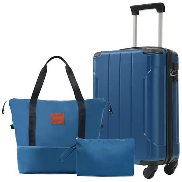 3-Piece Blue Carry-On and Hardshell Luggage Set with TSA Lock