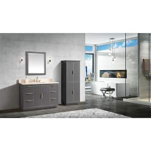 Austen 49 in. W x 22 in. D Bath Vanity in Gray with Gold Trim with Marble Vanity Top in Crema Marfil with Basin