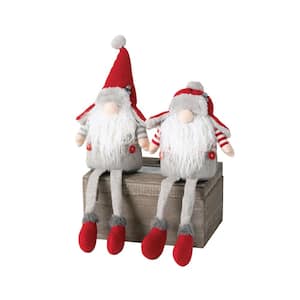 25.5'' and 20.5'' Multicolor Polyester Holiday Sitting Gnomes with Legs (Set of 2)