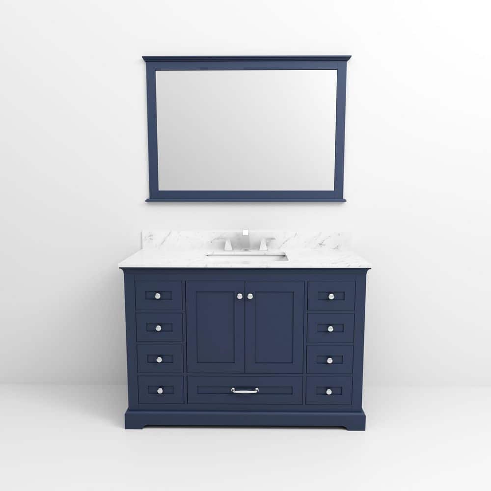 Navy Blue 48" Single Vanity with Carrara Marble Top