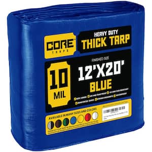 12 ft. x 20 ft. Blue 10 Mil Heavy Duty Polyethylene Tarp, Waterproof, UV Resistant, Rip and Tear Proof