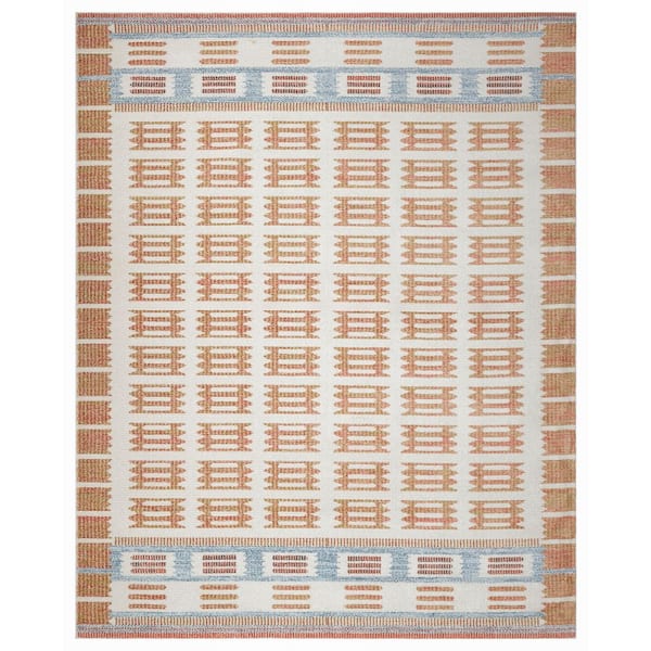 Nordic Ivory Rust 8 ft. x 10 ft. Linear Contemporary Area Rug