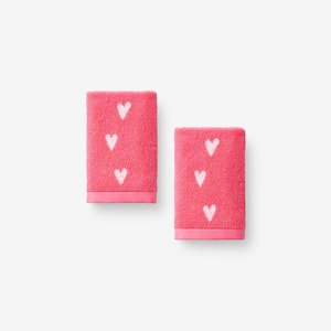 Company Kids Hearts Yarn-Dyed Pink Cotton Single Wash Cloth