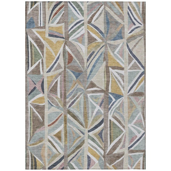 Chantille Machine Washable Indoor/Outdoor Abstract ACN2253 Taupe 8 ft. x 10 ft. Area Rug