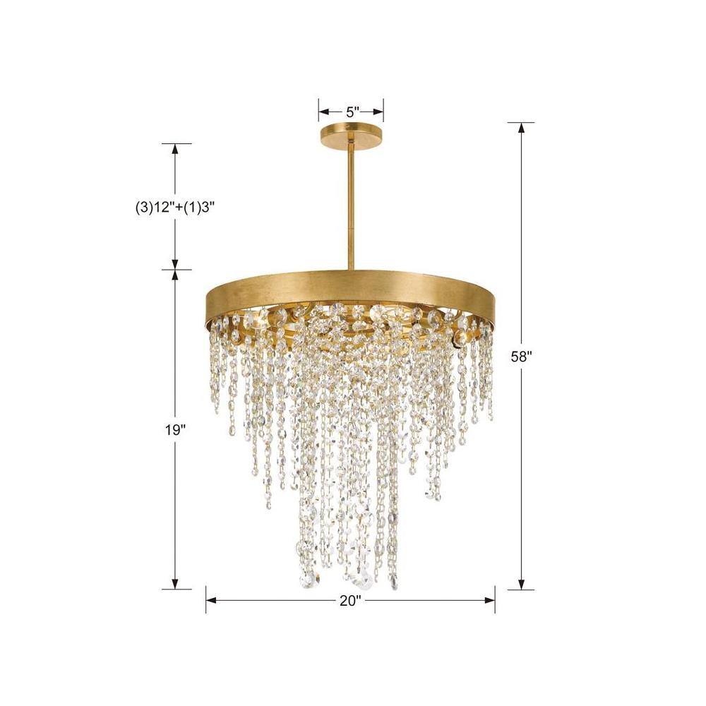 Elegant Antique Gold 5-Light Chandelier with Hand-Cut Crystal Accents
