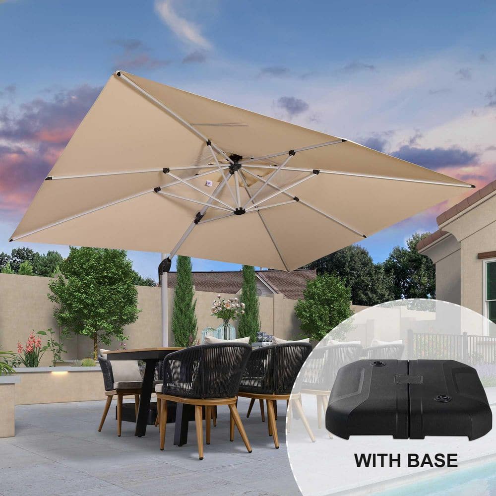 11 foot square patio umbrella 11 FT Solar-Powered LED Lights Patio Cantilever Umbrella  grillncomfort