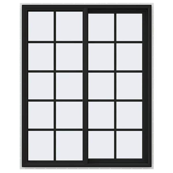 JELD-WEN 48 in. x 60 in. V-4500 Series Bronze FiniShield Vinyl Right-Handed Sliding Window with Colonial Grids/Grilles