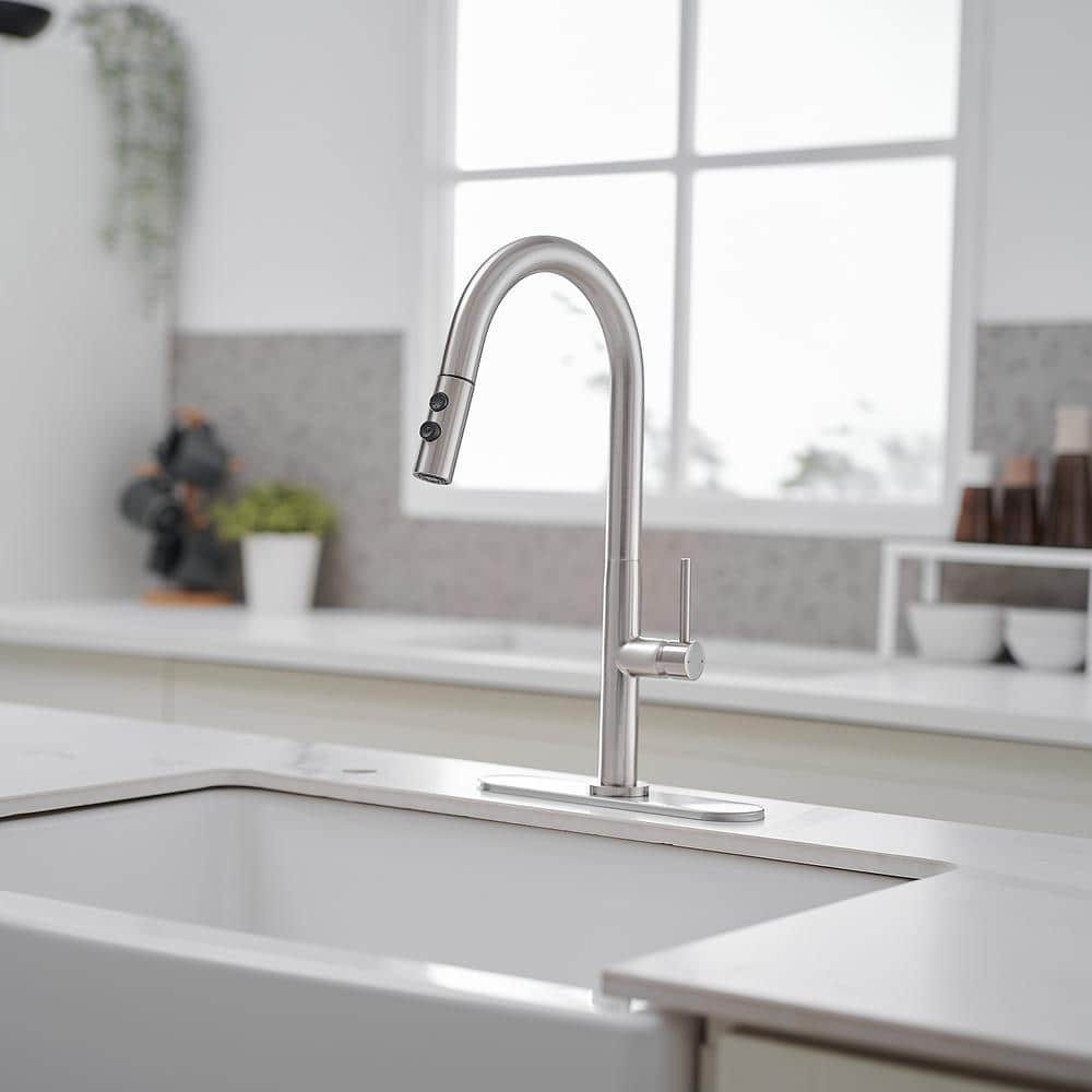 Brushed Nickel High-Arc Pull-Out Spray Kitchen Faucet