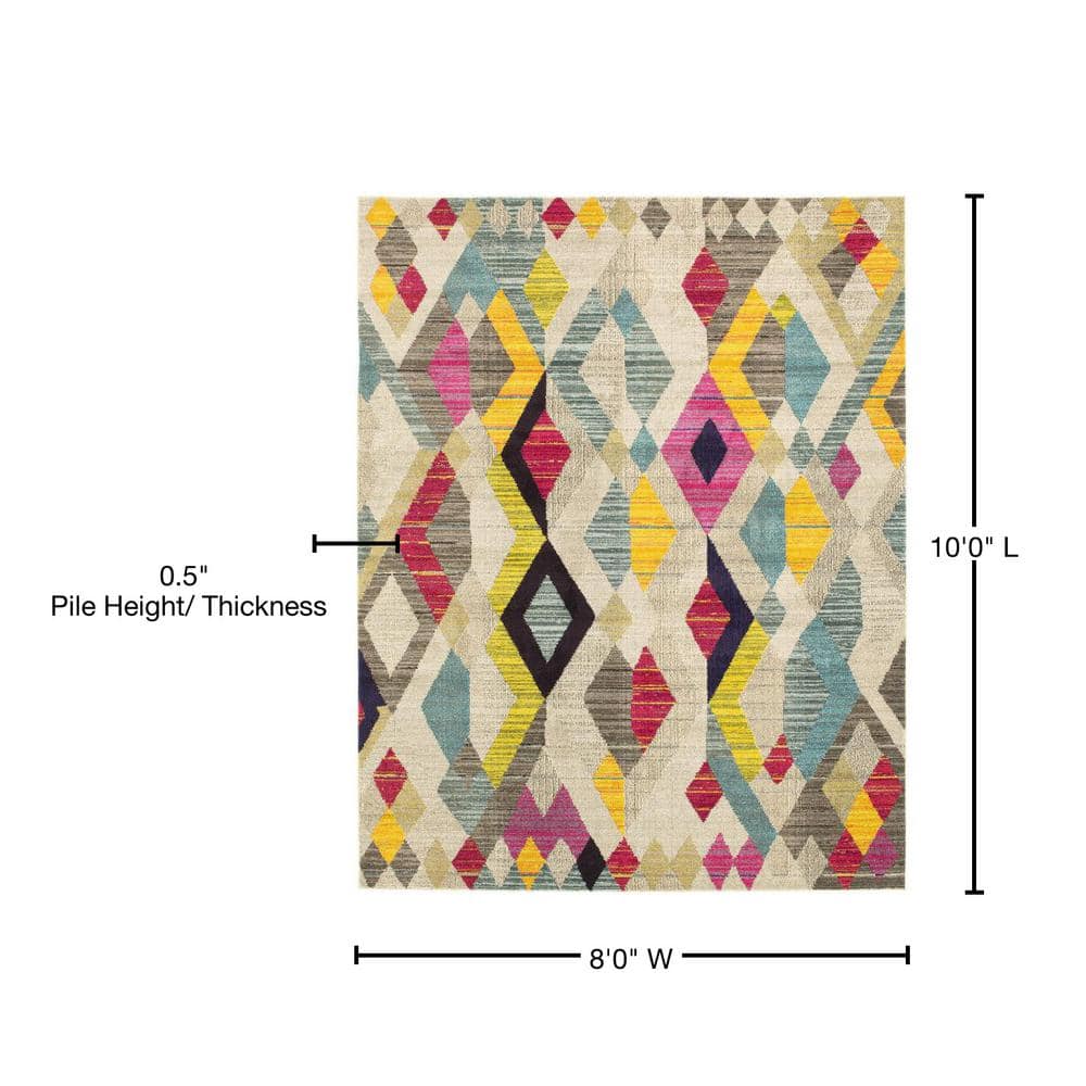 Sedona Vibrant Red Geometric 8' x 10' Easy-Care Synthetic Rug