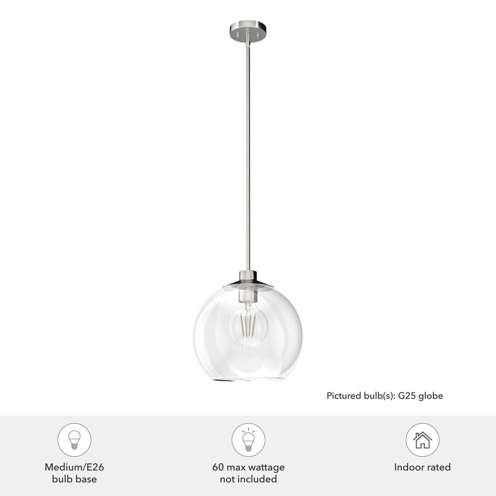 Hunter Xidane Brushed Nickel 14" Globe Pendant Light