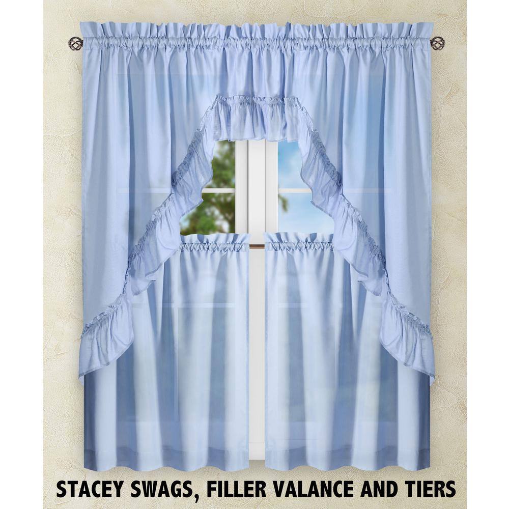 Slate Blue Sheer Cotton Polyester Rod Pocket Window Tier Pair