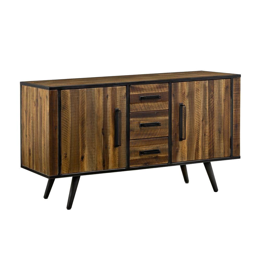 Cusco Antique Acacia Brown Rustic Buffet Cabinet with Metal Legs