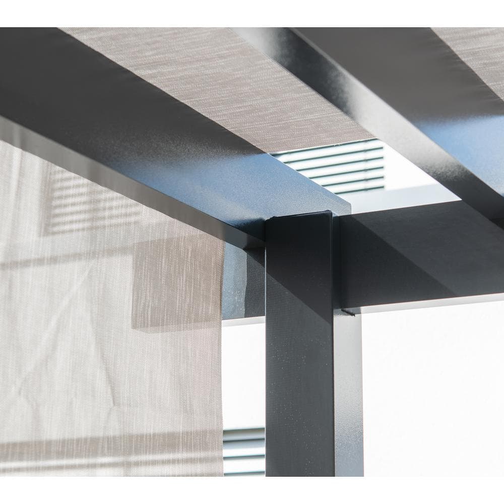Yamba 10' x 16' Gray Aluminum Pergola with Fabric Canopy