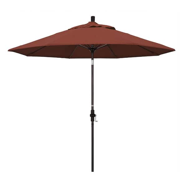 California Umbrella 9 ft. Fiberglass Collar Tilt Patio Umbrella in Terracotta Olefin