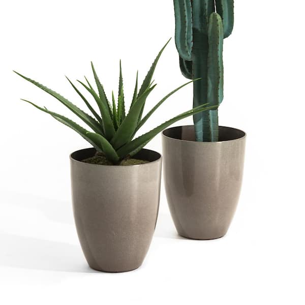 Glitzhome Oversized Faux Ceramic Tall Pot Planter, Set of 2 - Blue