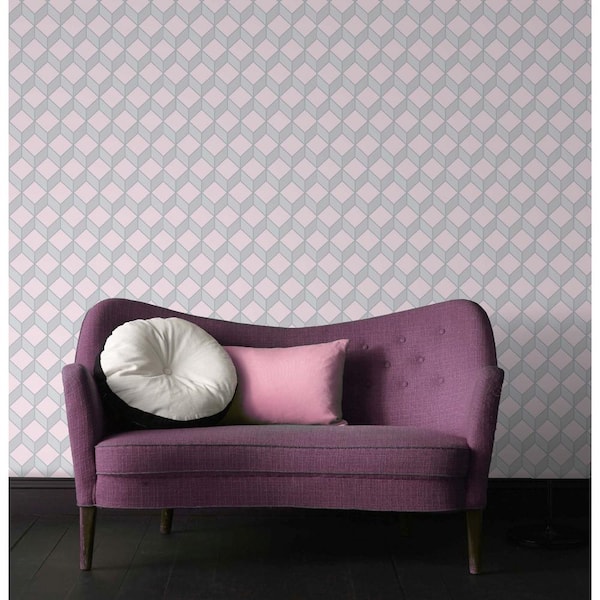 Cube Scandi Pink Paper Strippable Roll (Covers 56 sq. ft.)