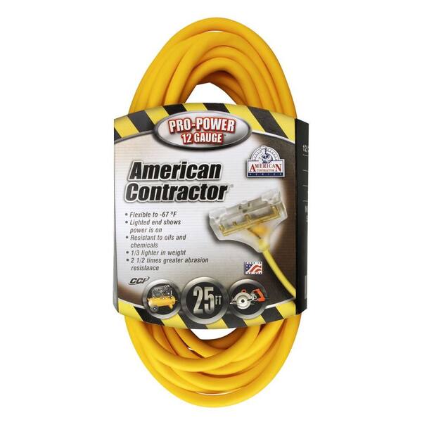 Southwire 25 ft. 12/3 SJEO Tri-Source (Multi-Outlet) Outdoor Heavy-Duty T-Prene Extension Cord with Power Light Plug