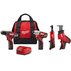 M12 12V Lithium-Ion Cordless Drill Driver/Impact Driver/Ratchet Combo Kit (3-Tool) w/ M12 HACKZALL Reciprocating Saw