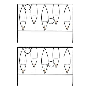 82 in. H (Pack of 2) Wrought Iron Vinifera Fence Sections Outdoor Garden Fence, Black