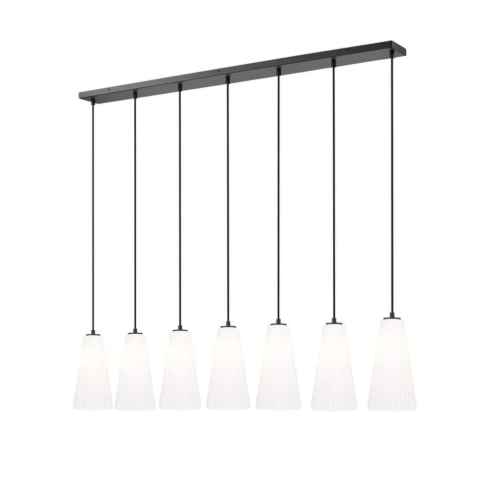 Farrell 7-Light in Matte Black Linear Chandelier with no bulbs included