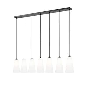 Farrell 7-Light in Matte Black Linear Chandelier with no bulbs included