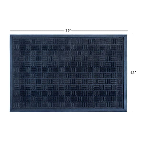 Patterned Black 24 in. x 36 in. Rubber Non-Slip Indoor Outdoor Door Mat